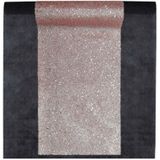 Feest tafelkleed met glitter loper op rol - zwart/rose goud - 10 meter