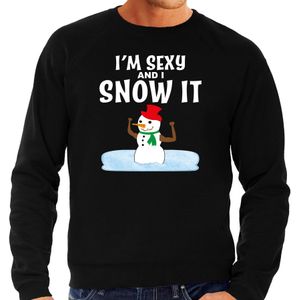 Bellatio Decorations Foute humor Kersttrui sexy sneeuwpop - sweater zwart - heren M