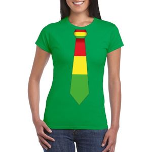 Shirt met rood/geel/groene Limburg stropdas groen dames