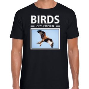 Rode wouw foto t-shirt zwart voor heren - birds of the world cadeau shirt Rode wouw vogels liefhebber