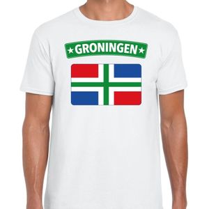 Groningen vlag t-shirt wit voor heren