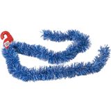2x stuks kerstboom folie slingers/lametta guirlandes van 180 x 7 cm in de kleur blauw met sneeuw