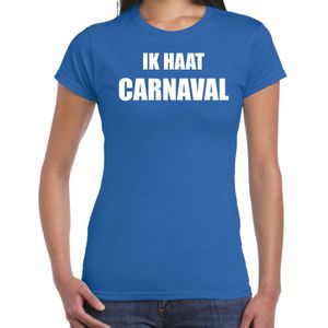 Carnaval verkleed shirt blauw voor dames ik haat carnaval - kostuum