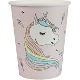 Santex eenhoorn thema feest wegwerp bekertjes - 20x stuks - 270 ml - karton - unicorn/magie