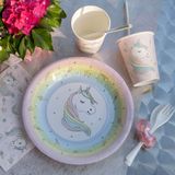 Santex eenhoorn thema feest wegwerp bekertjes - 20x stuks - 270 ml - karton - unicorn/magie