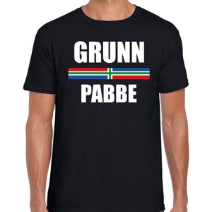 Gronings dialect shirt Grunn pabbe met Groningse vlag zwart voor heren
