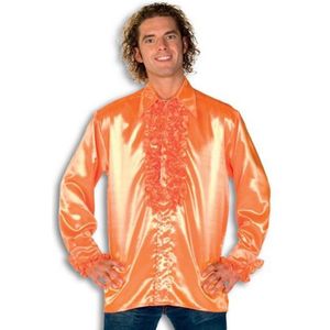 Luxe heren rouche overhemd oranje