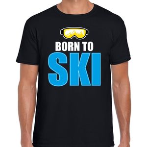 Apres-ski t-shirt wintersport Born to ski zwart voor heren