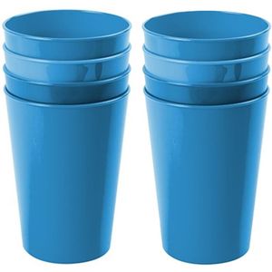 Hega Hogar Onbreekbare drinkglazen - 8x stuks - kunststof - blauw - 300 ml - camping/kinderen