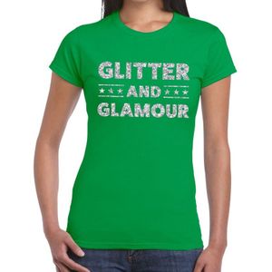 Glitter and Glamour zilver fun t-shirt groen voor dames