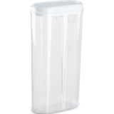 Plasticforte Voedselcontainer strooibus - transparant/wit - 2350 ml - kunststof - 15 x 8 x 30 cm - voorraadpotten