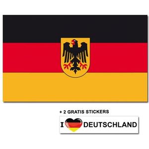 Duitsland vlag met wapen + 2 gratis stickers