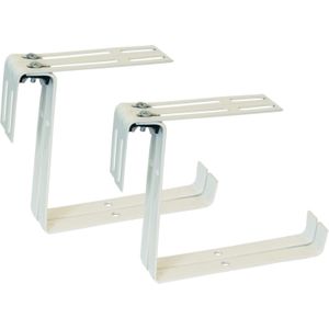 Set van 4 verstelbare metalen balkonbeugels  voor een railing t/m 14 cm in de kleur wit