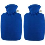2x Warm water kruiken blauw 1,8 liter fleece hoes