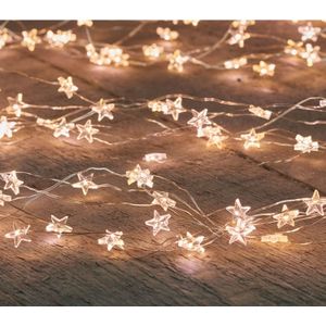 Set van 4x stuks kerst cascade verlichting sterretjes met timer warm wit 8x 50 cm