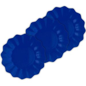 Givi Italia Feestbordjes - schulprand - 40x - marine blauw  - rond - karton - 27cm