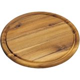 4x stuks houten broodplanken/serveerplanken rond met sapgroef 25 cm