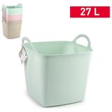 Plasticforte Kuip/emmer/wasmand - flexibel - beige - 27 liter - vierkant - kunststof - 36 x 34 x 37 cm