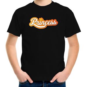 Koningsdag shirt zwart voor kinderen - Princess met kroon