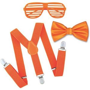 Oranje/Koningsdag supporters verkleed set - bril-bretels-vlinderdas