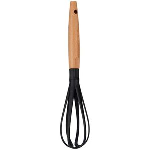 Kinvara Kook/keuken gerei - garde/opklopper - zwart/bruin - kunststof/hout - 31 cm