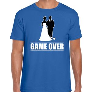 Bellatio Decorations vrijgezellen feest t-shirt heren - Game Over - blauw - bachelor party/bruiloft