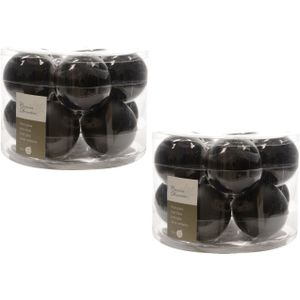 Decoris Kerstballen set - 20x stuks - zwart - glas - 6 cm - glans/mat - kerstversiering