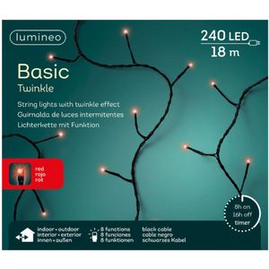 Kerstverlichting twinkle met timer rood buiten 240 lampjes