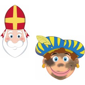 Pakket van 12x stuks Sinterklaas en roetveeg Pieten uitknip knutsel maskers 26 x 27 cm