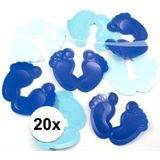 Blauwe voetjes tafelconfetti XL voor geboorte versiering 20 stuks