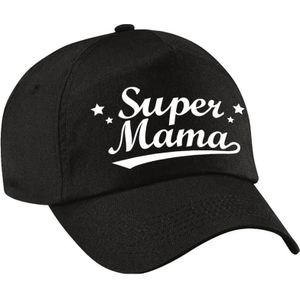 Super mama moederdag cadeau pet zwart voor dames