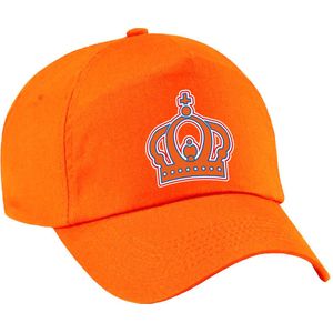Kroontje pet - oranje Koningsdag pet - voor volwassenen