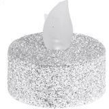 12x stuks Led theelichtjes/waxinelichtjes zilver glitter