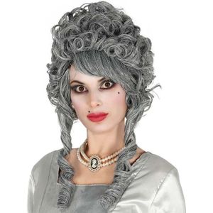 Horror/zombie markiezin verkleed pruik grijs voor dames