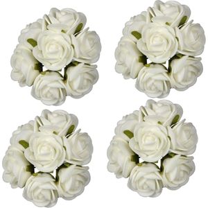 Ideas4seasons Decoratie roosjes foam - 6x - bosje van 7 - wit - Dia 6 cm