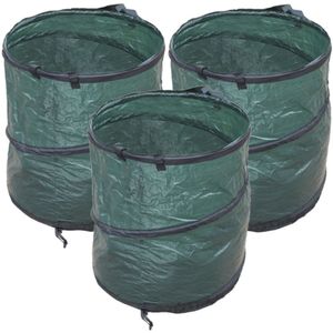 3x stuks groene tuinafvalzakken opvouwbaar 90 liter