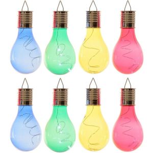 24x Buitenlampen/tuinlampen lampbolletjes/peertjes 14 cm blauw/groen/geel/rood