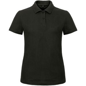 Basic polo t-shirt / poloshirt zwart van katoen voor dames