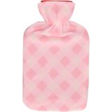 Winter kruik met ruitjes print hoes roze 1,7 liter