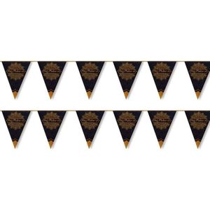 3x stuks suikerfeest/offerfeest versiering metallic vlaggenlijnen zwart/goud 6 meter