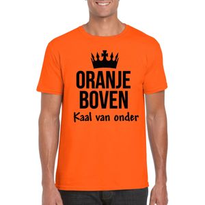 Koningsdag T-shirt - Oranje boven kaal van onder - heren