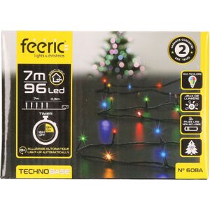 Feeric lights feestlampjes - gekleurd - 7 m - 96 leds - batterij