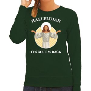 Groene Kersttrui / Kerstkleding Hallelujah its me im back voor dames