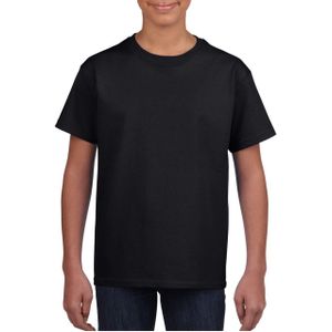 Basic kinder shirt voor meisjes en jongens met ronde hals zwart van katoen