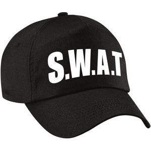 Verkleed SWAT team agent pet / cap zwart voor jongens en meisjes