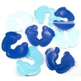 Blauwe voetjes tafelconfetti XL voor geboorte versiering