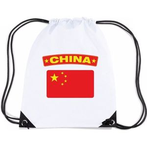 Nylon sporttas Chinese vlag wit