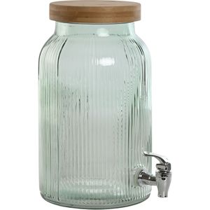 Items Drank dispenser Beverages Tap - 5.5 Liter - bewerkt glas/bamboe - tapkraan/deksel