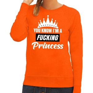 Oranje You know i am a fucking princess sweater dames