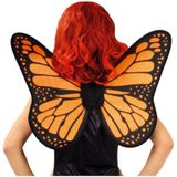 Fiestas Guirca Verkleed vleugels vlinder - oranje/zwart - kinderen - Carnavalskleding/accessoires